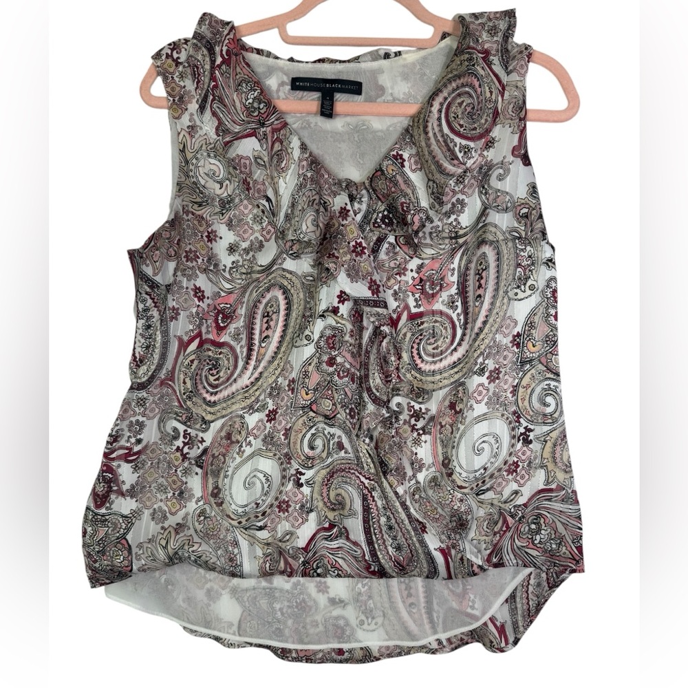 White House Black Market‎ Paisley Sleeveless Blouse Size 4